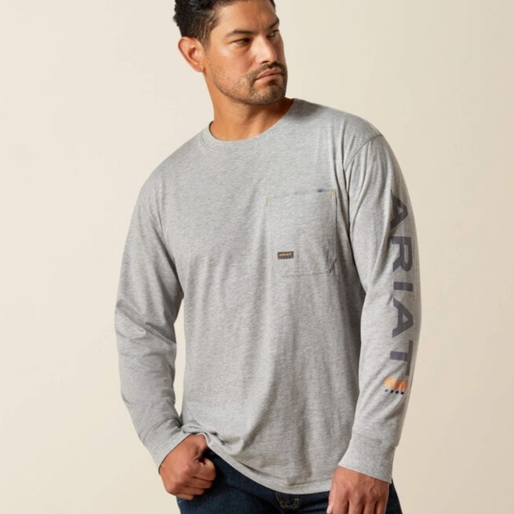 Ariat Rebar‎ Workman Logo L/S T-Shirt- Heather Gray
